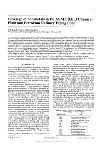 Coverage of non‐metals in the ASME B31.3 Chemical Plant and Petroleum Refinery Piping Code (ARCHIVE Proceedings of the Institution of Mechanical Engineers Part E Journal of Process Mechanical Engineering 1989-1 (1)