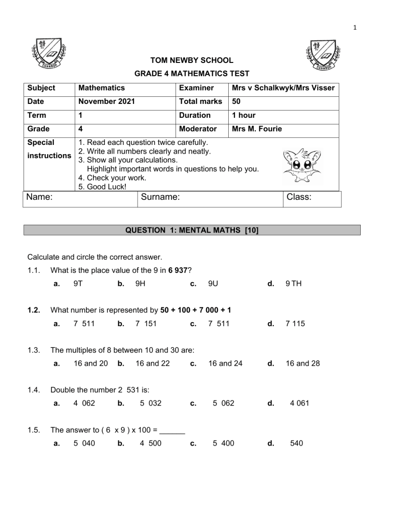 Grade-4-Maths-Exam-November-2021