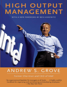 High Output Management by Andrew S Grove