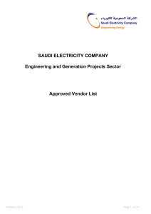 SAUDI ELECTRICITY COMPANY. Engineering and Generation Projects Sector. Approved Vendor List