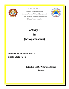 Art Appreciation Activity 1