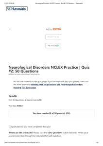 Neurological Disorders NCLEX Practice   Quiz #2  50 Questions - Nurseslabs