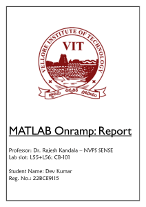 Matlab Onramp report