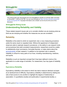 Understanding Validity and Reliability 