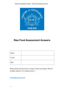 Raw Food Assessment Answer Sheet