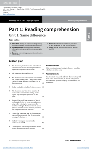 READING COMPREHENSION EXTRACTS FOR IGCSE PRACTICE