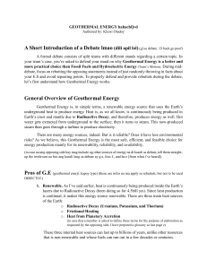 A Geothermal Study Guide for an Energy Resource Debate
