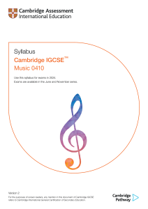Cambridge IGCSE Music (0410) 2024 exam