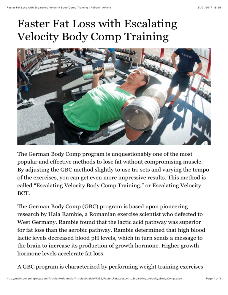 Faster Fat Loss With Escalating Velocity Body Comp Training Poliquin Article 6680
