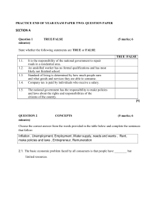 Economics Exam Paper: End of Year Practice