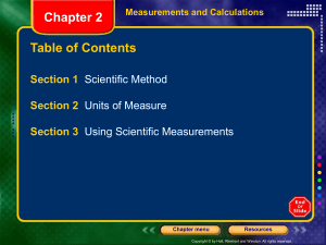 CH2 Measurements and Calculations 