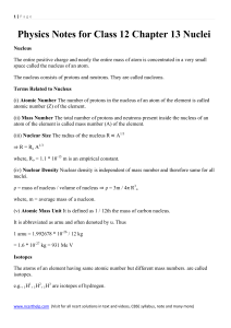 Physics Notes for Class 12 Chapter 13 Nuclei all formula download cbse board 