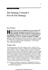Minzberg1987 The Strategy concept 1: Five Ps for Strategy