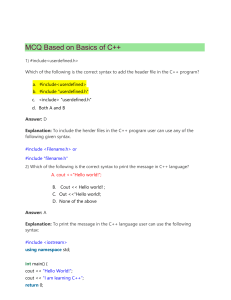 MCQ Based on Basics of C