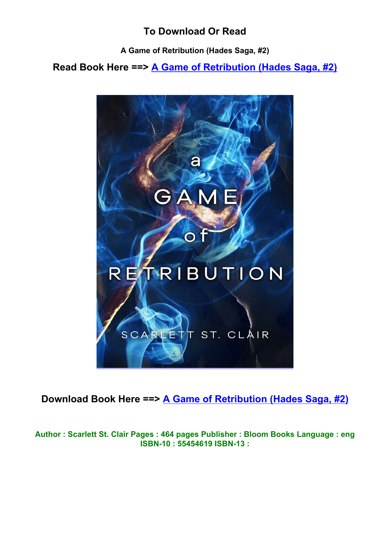 A Game of Retribution (Hades Saga, #2) by Scarlett St. Clair