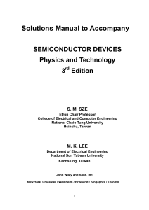 Solution manual for Simon M. Sze, Ming-Kwei Lee - Semiconductor Devices Physics and Technology - 3ed