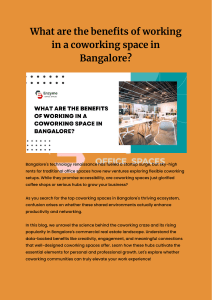 What are the benefits of working in a coworking space in Bangalore?
