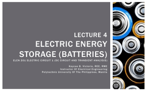 Electric Energy Storage: Batteries Lecture