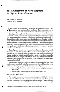 Moral Judgment in Filipino Children: Piaget's Theory