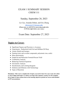 Exam 1 Summary Session Sheet