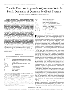 Transfer function approach to quantum control-part I Dynamics of quantum feedback systems