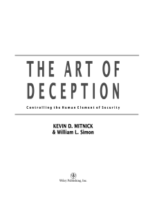 Kevin D. Mitnick, William L. Simon, Steve Wozniak - The art of deception  controlling the human element of security-Wiley (2003)