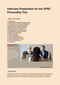 Interview Preparation for the UPSC Personality Test