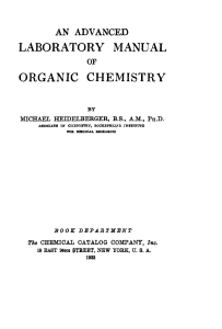 Advanced Organic Chemistry Lab Manual - Experiments & Synthesis