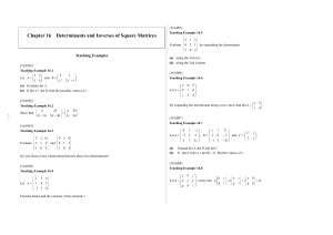 Matrix Questions (Determinants and Inverses of Square Matrices)