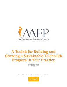 Telehealth Toolkit: Building a Sustainable Program