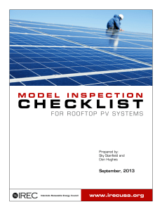 306805 Model Inspection Checklist for Rooftop PV Systems