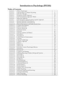 Intro to Psychology: Course Outline (PSY101)