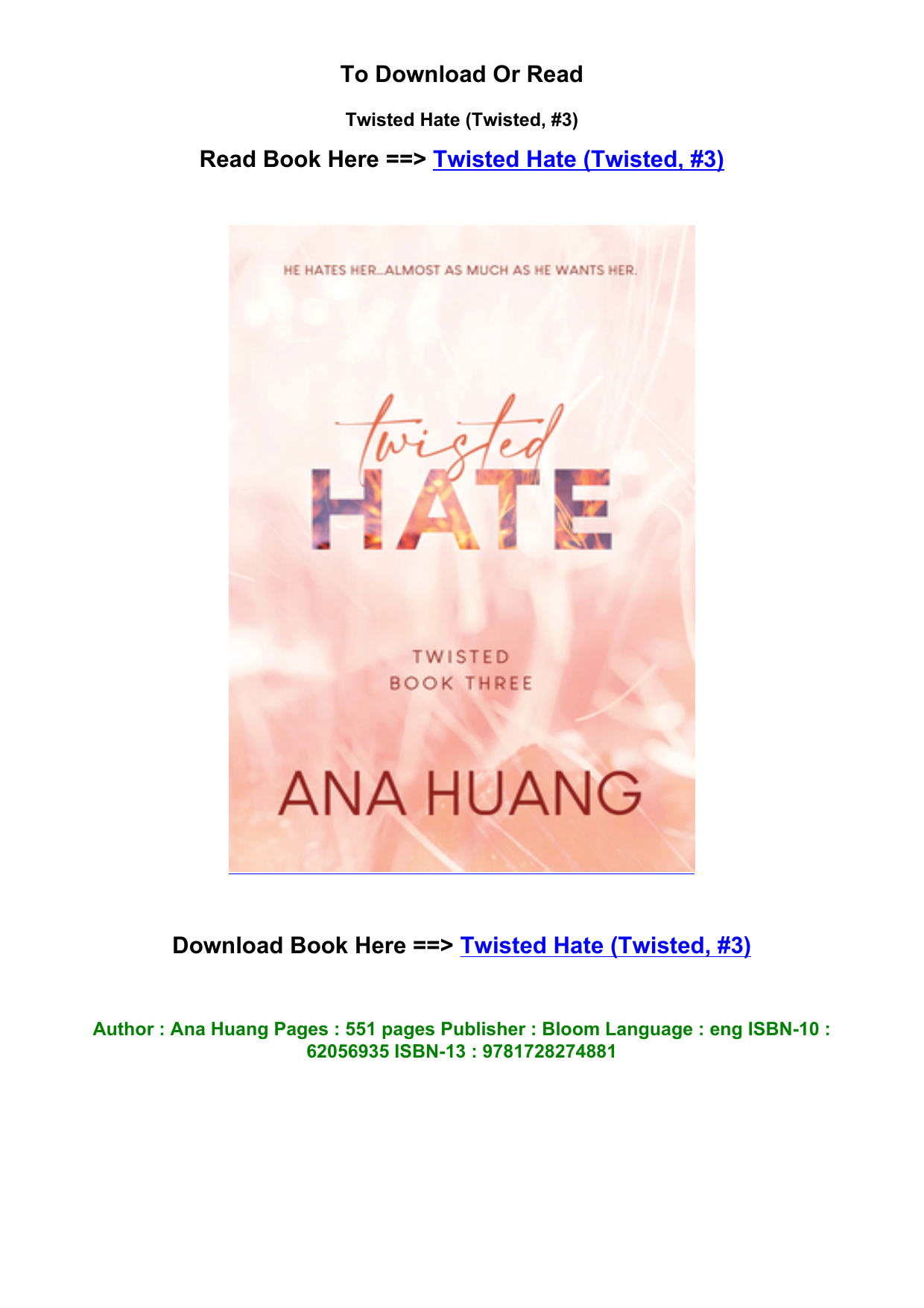 Twisted Hate (Twisted, #3) by Ana Huang