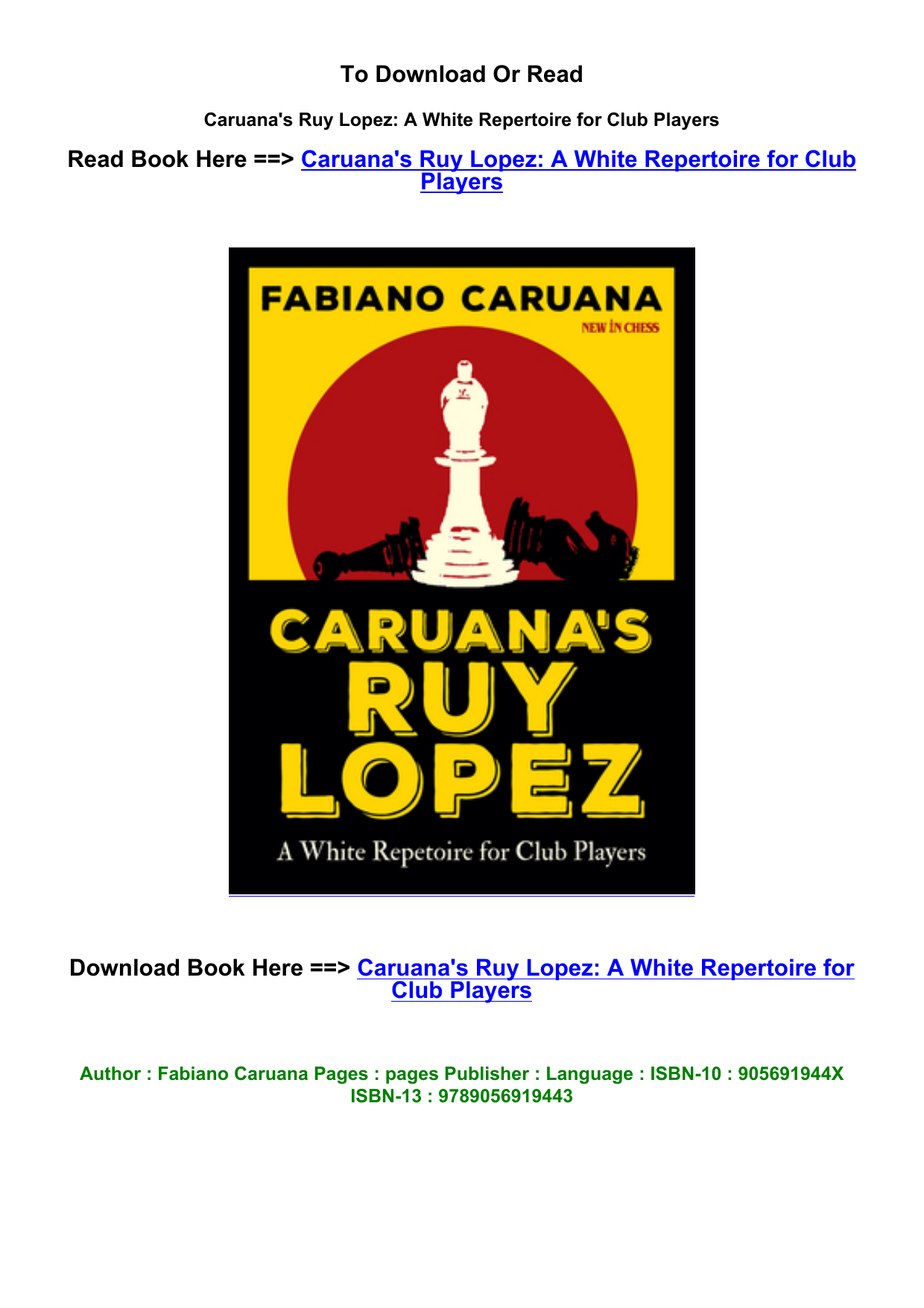 Caruana's Ruy Lopez: A White Repertoire For Club Players