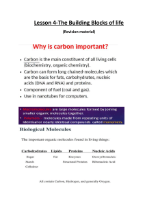 The chemistry of life (revision material)