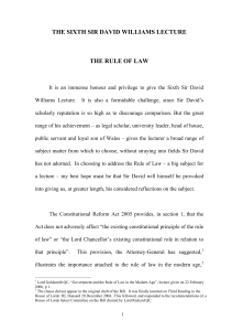 THE RULE OF LAW 2006 Lecture By Lord Bingham