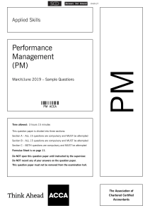 ACCA PM Exam: Performance Management Sample Questions