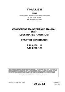 Starter Generator Maintenance Manual P/N 8260-121/123