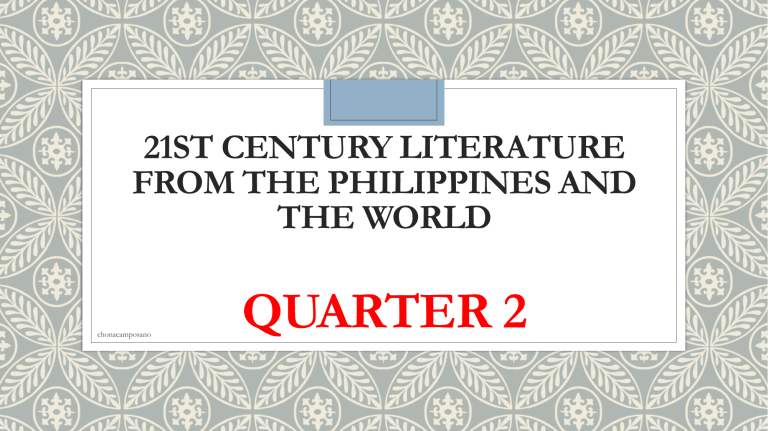 21st Century Literature 2nd Quarter Week 1 6643