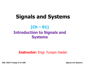 Chapter - 01 [Introduction to Signals and Systems]