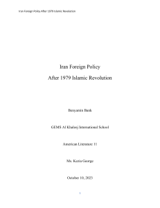 Iran Foreign Policy After 1979 Islamic Revolution