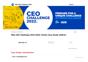 Procter and Gamble - CEO Challenge India Study 2021-2022
