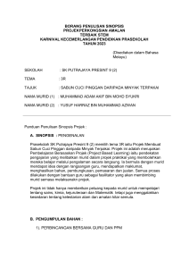 BORANG PENULISAN SINOPSIS PROJEK       PERKONGSIAN AMALAN TERBAIK STEM