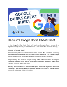 Hackr.io’s Google Dorks Cheat Sheet  PDF
