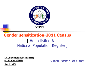 Census of India 2011-Gender Sensitization