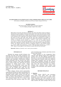 ANALISIS MODULUS ELASTISITAS DAN ANGKA POISSON BAH