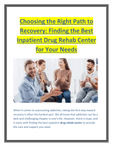 Find Your Best Inpatient Drug Rehab Center