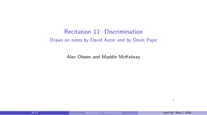 MIT Lecture economics of discrimination-recitation