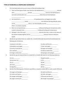 TYPES OF BONDING and COMPOUNDS WORKSHEET 2022