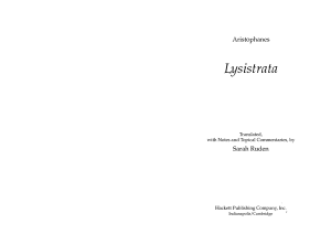 Aristophanes Lysistrata  Ruden trans. 